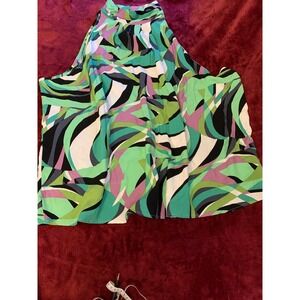 New Look Womens 3X Abstract Swirl Halter Top Purple Viscose Plus Size